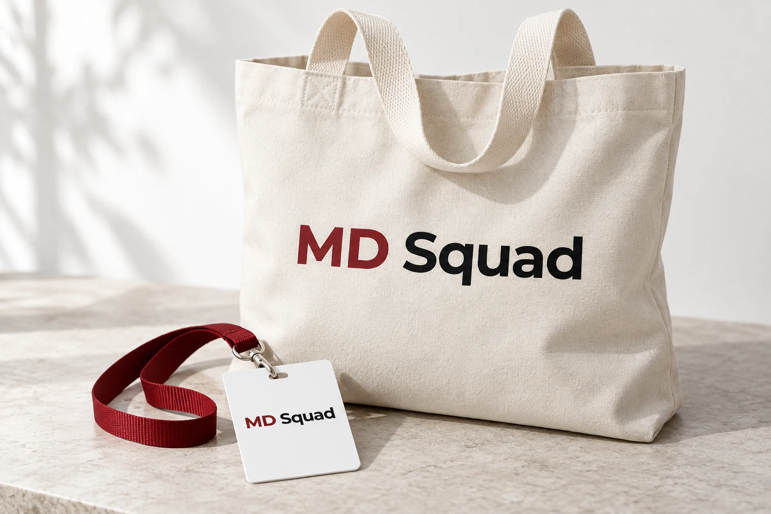 Mockup MD Squad: Ecobag e credencial